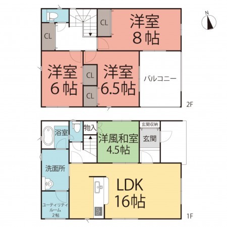鯖江市神中町、新築一戸建ての間取り画像です
