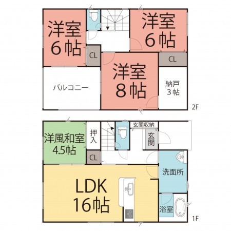 鯖江市神中町、新築一戸建ての間取り画像です
