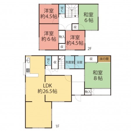 丹生郡越前町、中古一戸建ての間取り画像です