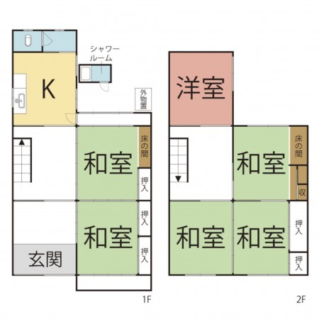 越前市深草、中古一戸建ての間取り画像です