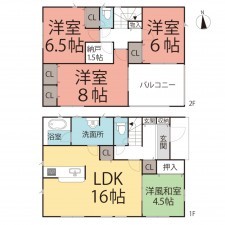 越前市瓜生町、新築一戸建ての間取り画像です