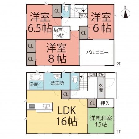 越前市瓜生町、新築一戸建ての間取り画像です