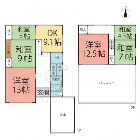 越前市妙法寺町、中古一戸建ての間取り画像です
