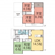 越前市高森町、中古一戸建ての間取り画像です