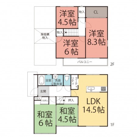 越前市高森町、中古一戸建ての間取り画像です