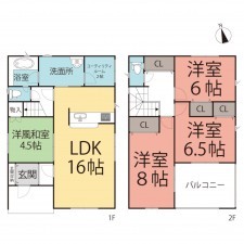 鯖江市下河端町、新築一戸建ての間取り画像です