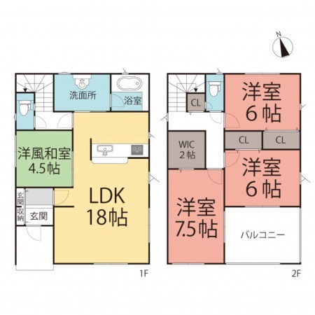 鯖江市下河端町、新築一戸建ての間取り画像です