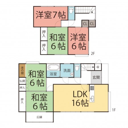 越前市白崎町、中古一戸建ての間取り画像です