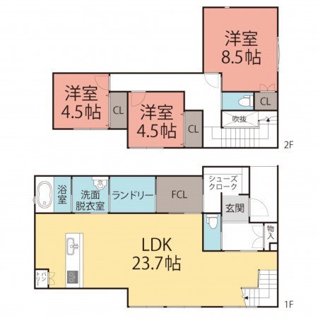 鯖江市平井町、中古一戸建ての間取り画像です