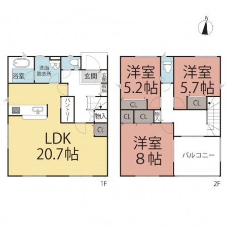 越前市高瀬、新築一戸建ての間取り画像です
