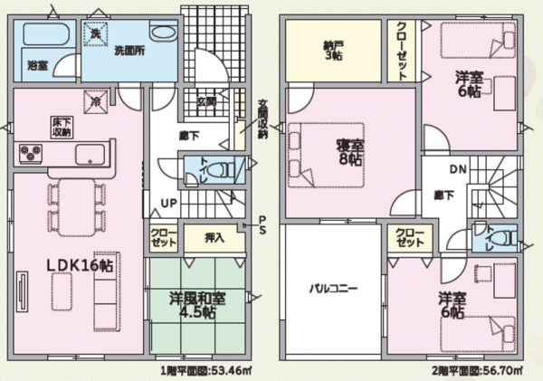 越前市高瀬、新築一戸建ての間取り画像です