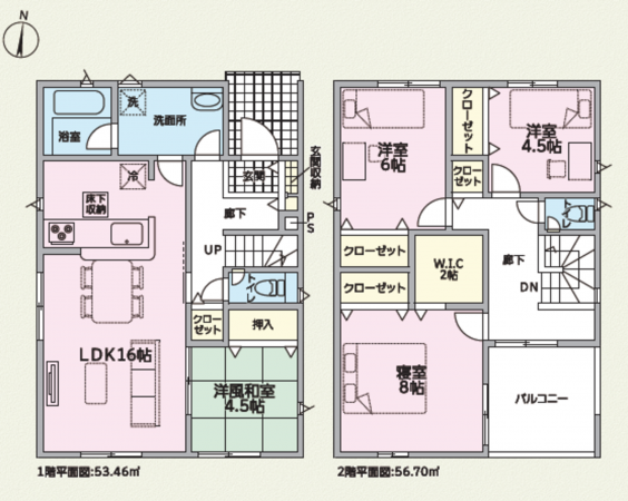 越前市高瀬、新築一戸建ての間取り画像です