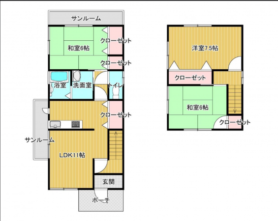 越前市姫川、中古一戸建ての間取り画像です