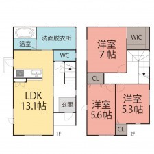 福井市、中古一戸建ての間取り画像です