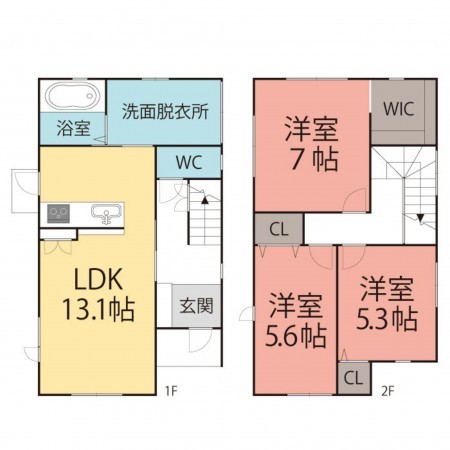福井市、中古一戸建ての間取り画像です