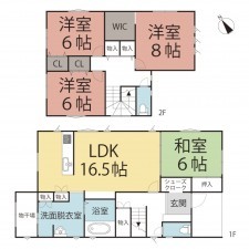 鯖江市東鯖江、中古一戸建ての間取り画像です