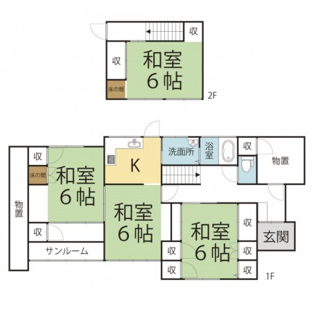 越前市家久町、中古一戸建ての間取り画像です