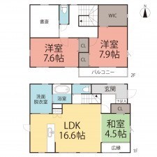 越前市稲寄町、中古一戸建ての間取り画像です