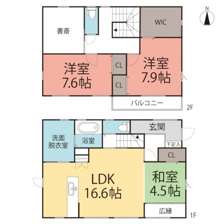 越前市稲寄町、中古一戸建ての間取り画像です