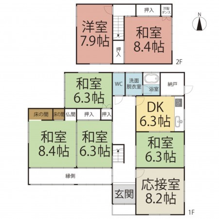 越前市芝原、中古一戸建ての間取り画像です