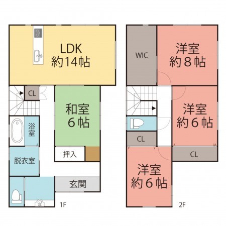 越前市南、中古一戸建ての間取り画像です