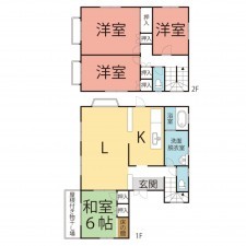 越前市北山町、中古一戸建ての間取り画像です