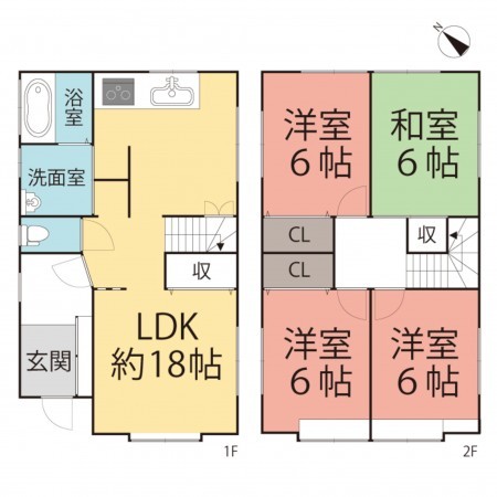 福井市灯明寺、中古一戸建ての間取り画像です