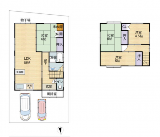 福井市三郎丸、中古一戸建ての間取り画像です