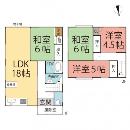 福井市三郎丸、中古一戸建ての間取り画像です