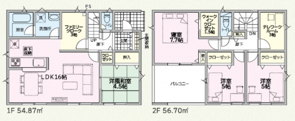 越前市瓜生町、新築一戸建ての間取り画像です