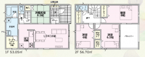 越前市瓜生町、新築一戸建ての間取り画像です