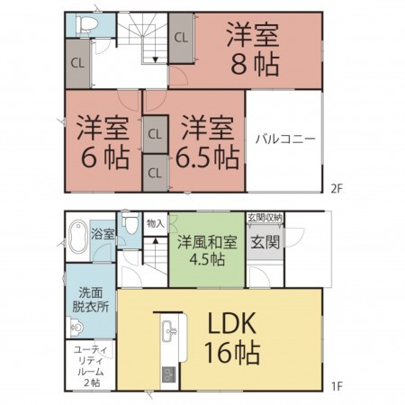 越前市瓜生町、新築一戸建ての間取り画像です