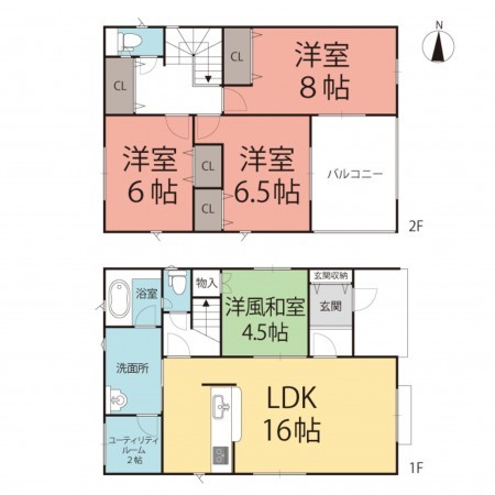 越前市北千福町、新築一戸建ての間取り画像です