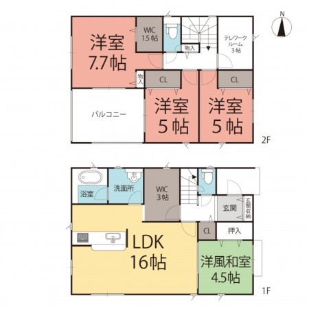 越前市北千福町、新築一戸建ての間取り画像です