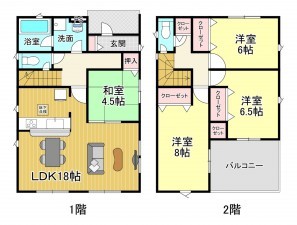 丹生郡越前町、新築一戸建ての間取り画像です