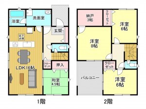 丹生郡越前町、新築一戸建ての間取り画像です