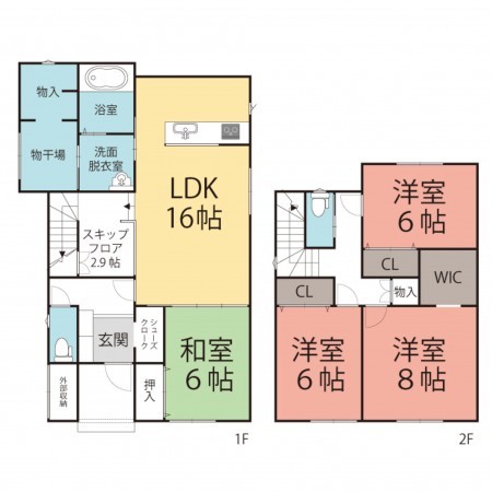 越前市芝原、新築一戸建ての間取り画像です