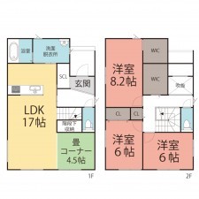 鯖江市下河端町、新築一戸建ての間取り画像です
