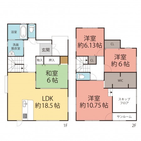 越前市国高、中古一戸建ての間取り画像です