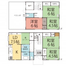 鯖江市舟津町、中古一戸建ての間取り画像です