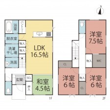 鯖江市東鯖江、新築一戸建ての間取り画像です
