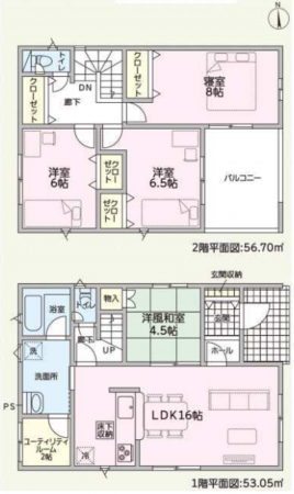 越前市平出、新築一戸建ての間取り画像です