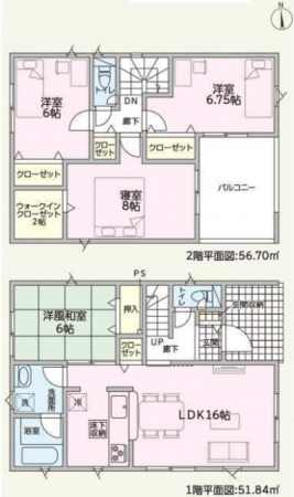 越前市平出、新築一戸建ての間取り画像です