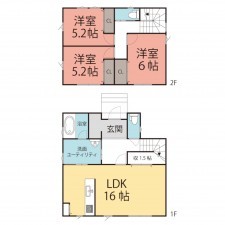 越前市家久町、新築一戸建ての間取り画像です