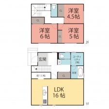 越前市家久町、新築一戸建ての間取り画像です