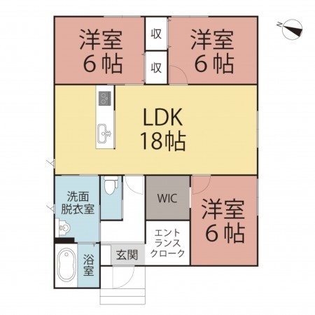 鯖江市水落町、新築一戸建ての間取り画像です