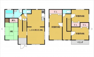 越前市家久町、中古一戸建ての間取り画像です