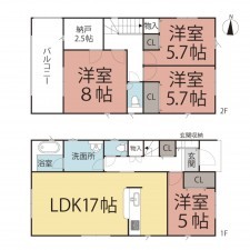 越前市北千福町、新築一戸建ての間取り画像です