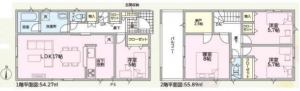 越前市北千福町、新築一戸建ての間取り画像です