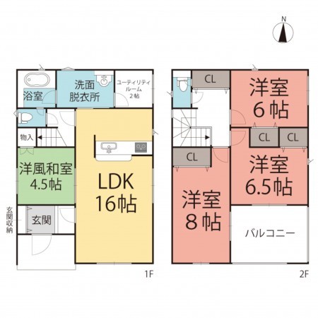 越前市矢放町、新築一戸建ての間取り画像です